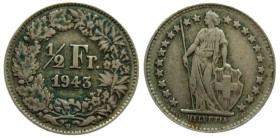 ½ Franken
Switzerland, 1943, Silver 835/1000