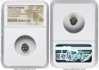 SPAIN. Emporium. Ca. 5th century BC. AR obol (10mm, 0.83 gm). NGC AU 3/5 - 5/5. Two rampant sphinxes standing facing each other, conjoined at the brea...