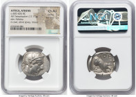 ATTICA. Athens. Ca. 440-404 BC. AR tetradrachm (25mm, 17.17 gm, 9h). NGC Choice AU 5/5 - 5/5. Mid-mass coinage issue. Head of Athena right, wearing ea...