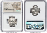 ATTICA. Athens. Ca. 440-404 BC. AR tetradrachm (24mm, 17.15 gm, 4h). NGC XF 5/5 - 3/5. Mid-mass coinage issue. Head of Athena right, wearing earring, ...