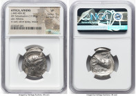ATTICA. Athens. Ca. 440-404 BC. AR tetradrachm (26mm, 17.06 gm, 3h). NGC VF 5/5 - 2/5. Mid-mass coinage issue. Head of Athena right, wearing earring, ...