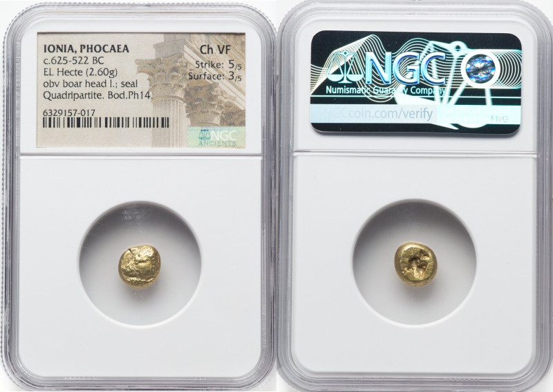 IONIA. Phocaea. Ca. 625-522 BC. EL sixth-stater or hecte (10mm, 2.60 gm). NGC Ch...