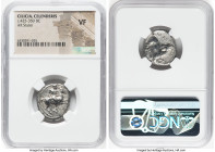 CILICIA. Celenderis. Ca. 425-350 BC. AR stater (22mm, 7h). NGC VF. Persic standard, ca. 410-375 BC. Youthful nude male rider, reins in left hand, kent...