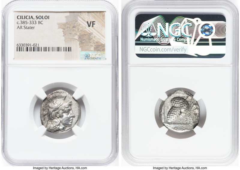 CILICIA. Soloi. Ca. 385-350 BC. AR stater (22mm, 1h). NGC VF. Head of Athena rig...
