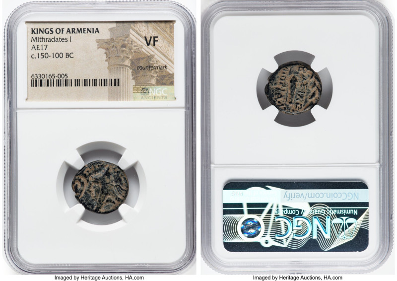 ARMENIAN KINGDOM. Mithradates I (ca. 150-100 BC). AE (17mm, 6h). NGC VF, counter...