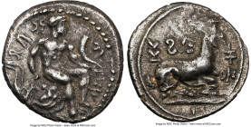 CYPRUS. Salamis. Evagoras I (ca. 411-374/3 BC). AR third-stater or tetrobol (15mm, 3.11 gm, 3h). NGC Choice VF 4/5 - 4/5. E u va-ko-ro (Cypriot), Hera...