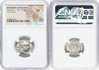 BACTRIAN KINGDOM. Heliocles (ca. 145-130 BC). AR drachm (20mm, 11h). NGC VF. Diademed, draped bust of Heliocles right; bead-and-reel border / ΒΑΣΙΛΕΩΣ...