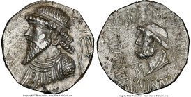 ELYMAIS KINGDOM. Kamnaskires V (ca. 54-32 BC). AR tetradrachm (28mm, 11h). NGC XF. Seleucia ad Hedyphon. Diademed, draped bust of Kamnaskires V left; ...