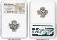 L. Thorius Balbus (ca. 105 BC). AR denarius (18mm, 3.91 gm, 7h). NGC VF 5/5 - 3/5. Rome. I•S•M•R, head of Juno Sospita right, clad in goat-skin / L•TH...