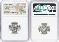 Augustus (27 BC-AD 14). AR denarius (18mm, 3.70 gm, 1h). NGC XF 2/5 - 3/5, brushed. Lugdunum, 2 BC-AD 4. CAESAR AVGVSTVS-DIVI F PATER PATRIAE, laureat...
