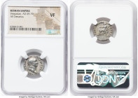 Vespasian (AD 69-79). AR denarius (18mm, 6h). NGC VF. Antioch, AD 72-73. IMP CAES VESP AVG P M COS IIII, laureate head of Vespasian right / CONCORDIA-...