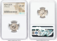 Trajan (AD 98-117). AR denarius (18mm, 8h). NGC Choice XF. Rome, AD 103-104. IMP TRAIANO AVG GER DAC P M TR P COS V P P, laureate head of Trajan right...