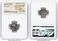 Trajan (AD 98-117). AR denarius (19mm, 6h). NGC Choice VF. Rome, 103-111. IMP TRAIANO AVG GER DAC P M TR P COS V P P, laureate head of Trajan right, s...