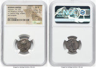 Pertinax (1 January-28 March AD 193). AR denarius (18mm, 3.01 gm, 11h). NGC Choice Fine 5/5 - 3/5, marks. Rome. IMP CAES P HELV-PERTIN AVG, laureate h...