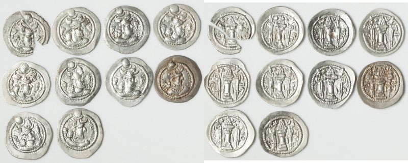 ANCIENT LOTS. Oriental. Sasanian Kingdom. Lot of ten (10) AR drachms. Fine-Choic...