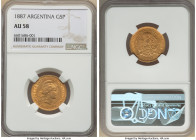 Republic gold 5 Pesos (Argentino) 1887 AU58 NGC, Buenos Aires Mint, KM31, Fr-14. HID09801242017 © 2022 Heritage Auctions | All Rights Reserved