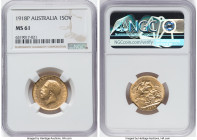 George V gold Sovereign 1918-P MS61 NGC, Perth mint, KM29, S-4001. HID09801242017 © 2022 Heritage Auctions | All Rights Reserved