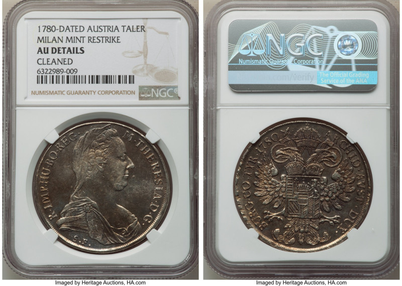 Maria Theresa 3-Piece Lot of Certified Restrike Talers 1780-Dated NGC, 1) Taler ...