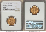 Albert I gold 20 Francs 1914 MS64 NGC, Brussels mint, KM79, Fr-421. French legend, Position A variety. HID09801242017 © 2022 Heritage Auctions | All R...