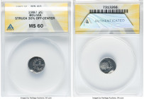 Republic Mint Error - Struck 30% Off-Center 2 Centavos 1987 MS60 ANACS, KM200. HID09801242017 © 2022 Heritage Auctions | All Rights Reserved