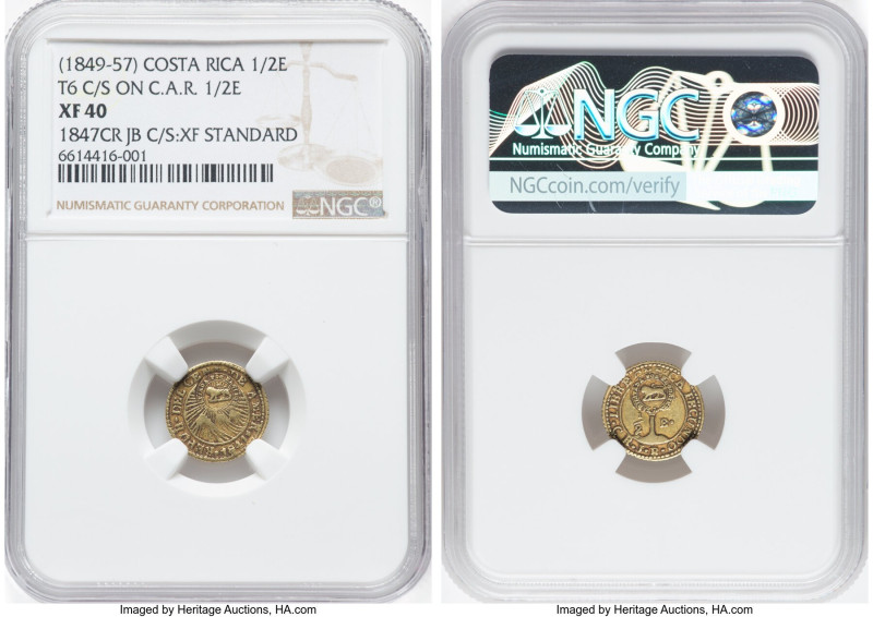 Republic gold Counterstamped 1/2 Escudo ND (1849-1857) XF40 NGC, San Jose mint, ...