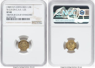 Republic gold Counterstamped 1/2 Escudo ND (1849-1857) XF40 NGC, San Jose mint, KM80. Counterstamp - Type VII HABILITADA PO EL GOBIERNO around lion (X...