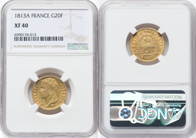 Napoleon gold 20 Francs 1813-A XF40 NGC, Paris mint, KM695.1, Fr-511. HID0980124...