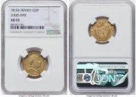 Louis XVIII gold 20 Francs 1814-A AU53 NGC, Paris mint, KM706.1, Fr-525. HID09801242017 © 2022 Heritage Auctions | All Rights Reserved