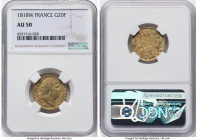 Louis XVIII gold 20 Francs 1818-W AU50 NGC, Lille mint, KM712.9, Fr-539. HID09801242017 © 2022 Heritage Auctions | All Rights Reserved