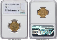 Louis XVIII gold 20 Francs 1818-A AU50 NGC, Paris mint, KM712.1, Fr-538. HID09801242017 © 2022 Heritage Auctions | All Rights Reserved