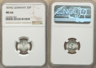 Wilhelm II 20 Pfennig 1874-G MS66 NGC, Karlsruhe mint, KM5, J-5. HID09801242017 © 2022 Heritage Auctions | All Rights Reserved