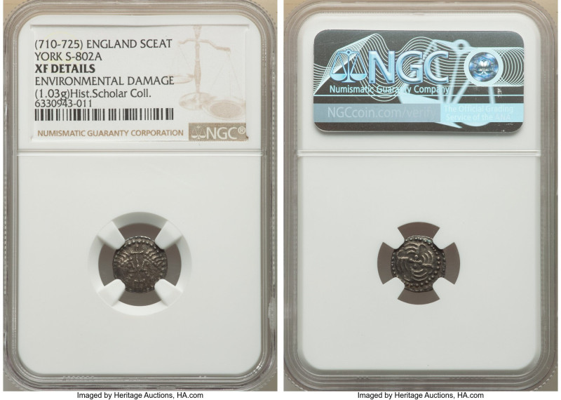 Early Anglo-Saxon. Sceat ND (710-725) XF Details (Environmental Damage) NGC, Yor...