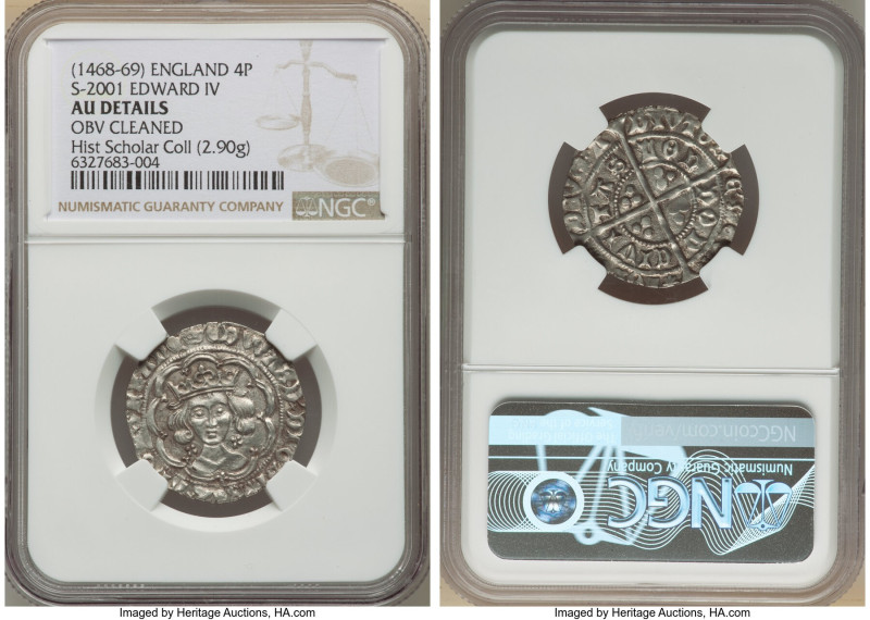 Edward IV (1st Reign, 1461-1470) Groat ND (1468-1469) AU Details (Obverse Cleane...