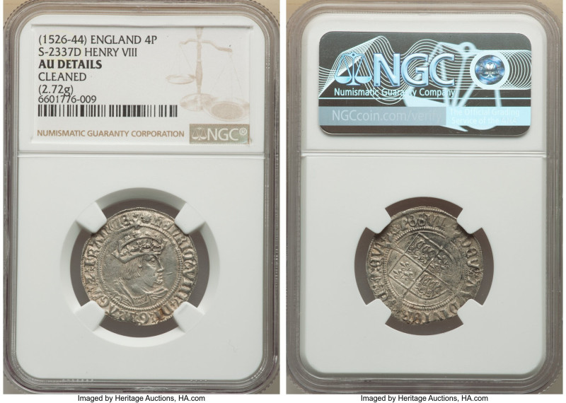 Henry VIII (1509-1547) Groat ND (1526-1544) AU Details (Cleaned) NGC, London min...