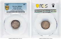 Victoria 6 Pence 1887 MS64 PCGS, KM759, S-3928. Shield reverse variety. HID09801242017 © 2022 Heritage Auctions | All Rights Reserved