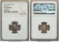 Edward VII 4-Piece Certified Maundy Set 1906 NGC, 1) 4 Pence - UNC Details (Cleaned) 2) 3 Pence - UNC Details (Cleaned) 3) 2 Pence - MS63 4) Penny - M...