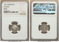 George VI 4-Piece Certified Proof Maundy Set 1937 NGC, 1) 4 Pence - PR65 2) 3 Pence - PR66 3) 2 Pence - PR64 4) Penny - PR65 KM-MDS195. HID09801242017...