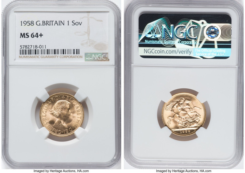 Elizabeth II gold Sovereign 1958 MS64+ NGC, KM908, S-4125. HID09801242017 © 2022...