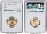 Elizabeth II gold Sovereign 1958 MS64+ NGC, KM908, S-4125. HID09801242017 © 2022 Heritage Auctions | All Rights Reserved