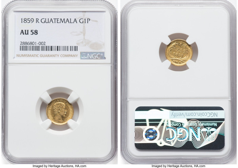 Republic gold Peso 1859-R AU58 NGC, KM179. HID09801242017 © 2022 Heritage Auctio...