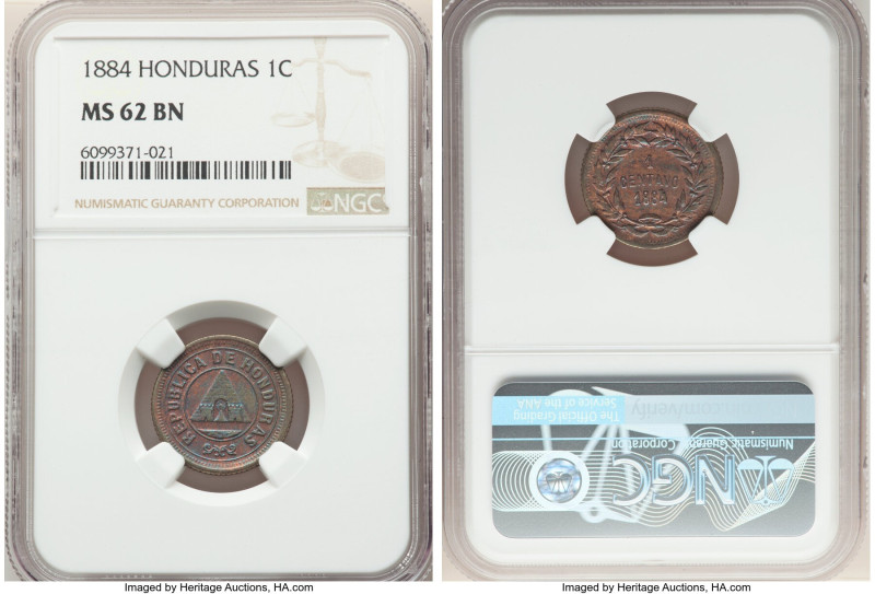 Republic Centavo 1884 MS62 Brown NGC, KM46. Mintage: 24,000. HID09801242017 © 20...