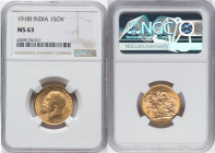 British India. George V gold Sovereign 1918-I MS63 NGC, Bombay mint, KM-A525, Fr-1609. HID09801242017 © 2022 Heritage Auctions | All Rights Reserved