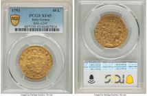 Genoa. Republic gold 48 Lire 1793 XF45 PCGS, Genoa mint, KM-A245, Fr-445. HID09801242017 © 2022 Heritage Auctions | All Rights Reserved