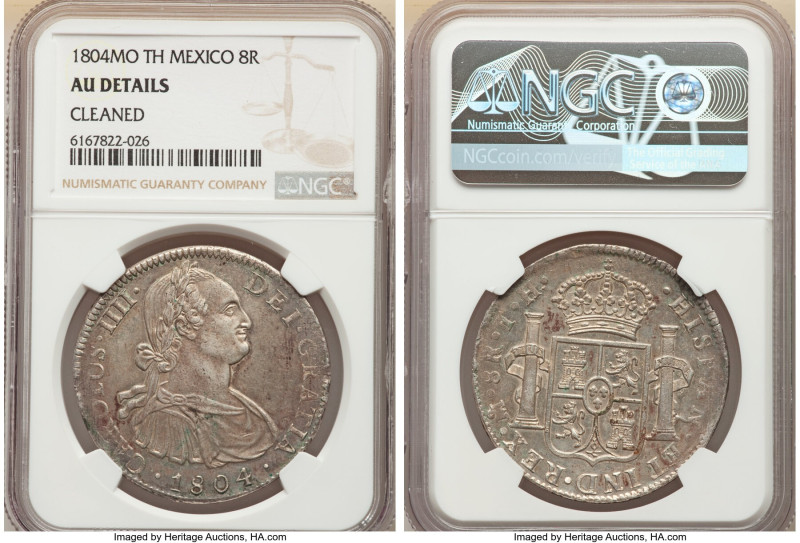 Charles IV Pair of Certified Assorted 8 Reales AU Details (Cleaned) NGC, 1) 8 Re...