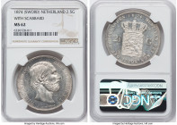 Willem III 2-1/2 Gulden 1874 MS62 NGC, Utrecht mint, KM82. Sword in scabbard privy mark. HID09801242017 © 2022 Heritage Auctions | All Rights Reserved...