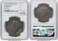 Spanish Colony. Alfonso XIII Peso 1897 SG-V AU Details (Stained) NGC, Manila mint, KM154, Dav-443. One year type. HID09801242017 © 2022 Heritage Aucti...