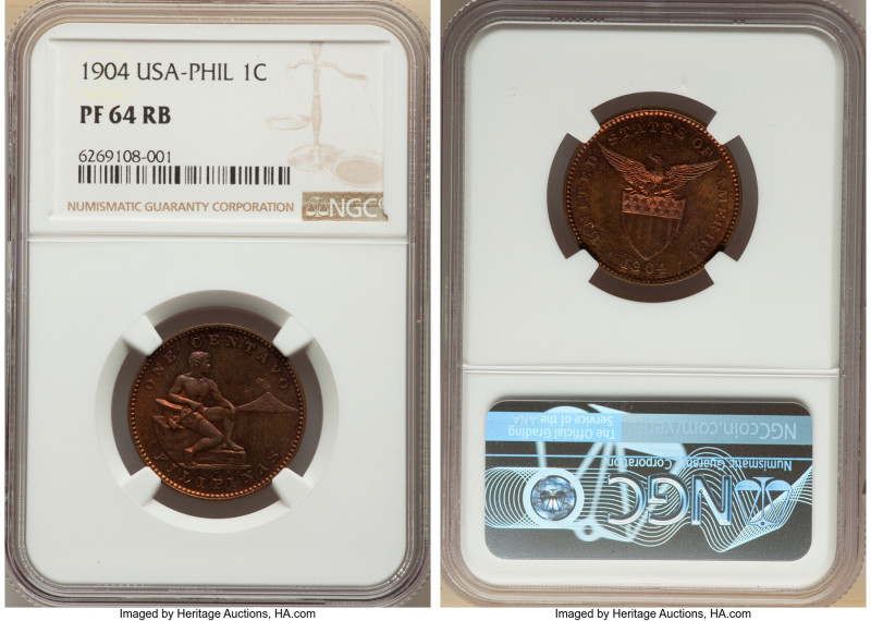 USA Administration Proof Centavo 1904 PR64 Red and Brown NGC, Philadelphia mint,...