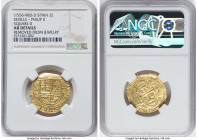 Philip II gold Cob 2 Escudos ND (1556-1598) AU Details (Removed From Jewelry) NGC, Seville mint, Fr-169, Cal-Type 257. 6.70gm. Square D assayer. HID09...