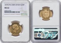 Alfonso XII gold 25 Pesetas 1879(79) EM-M MS62 NGC, Madrid mint, KM673. HID09801242017 © 2022 Heritage Auctions | All Rights Reserved