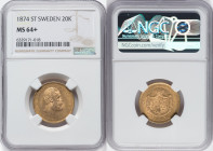 Oscar II gold 20 Kronor 1874-ST MS64+ NGC, Stockholm mint, KM733, Fr-93. HID09801242017 © 2022 Heritage Auctions | All Rights Reserved